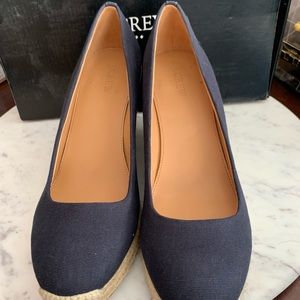Like New! JCrew Canvas Espadrille Wedges in Navy